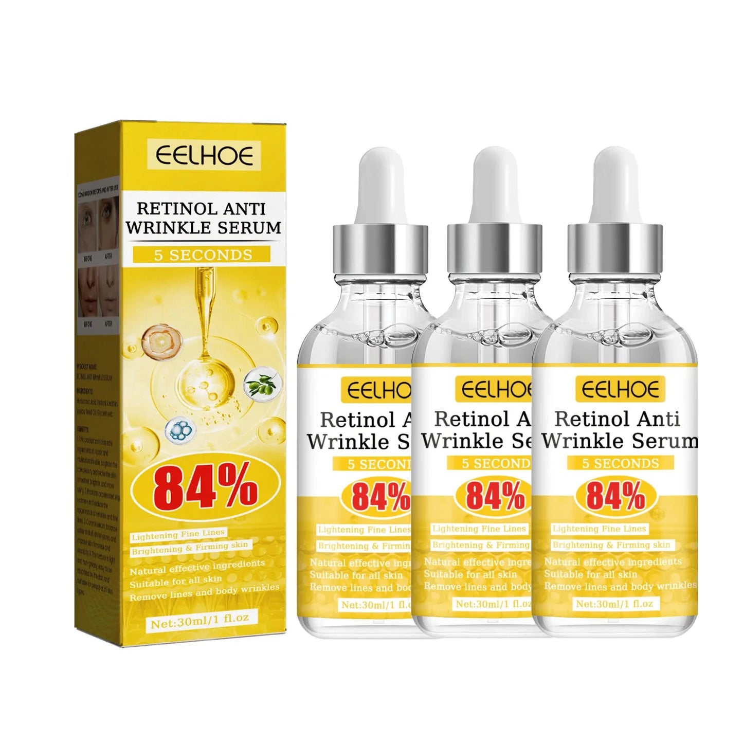 Sérum Anti-rides au rétinol, Anti-âge, Lifting du visage, raffermissant, estompe les ridules, soin hydratant pour la peau, acide hyaluronique
