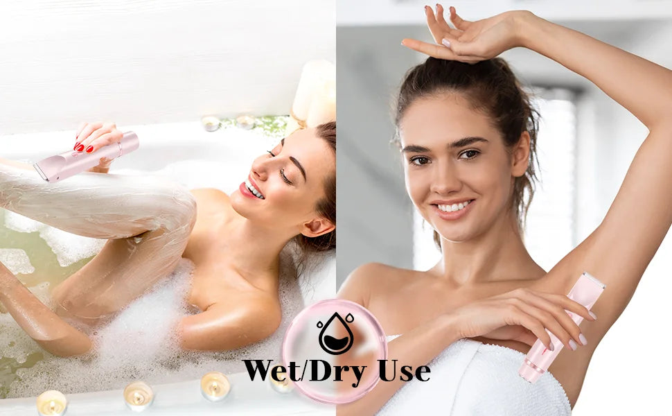 Rasoir électrique pour femmes, rasoir étanche pour cheveux humides et secs, Double tête 2 en 1, double Bikini, tondeuse à cheveux, tête détachable