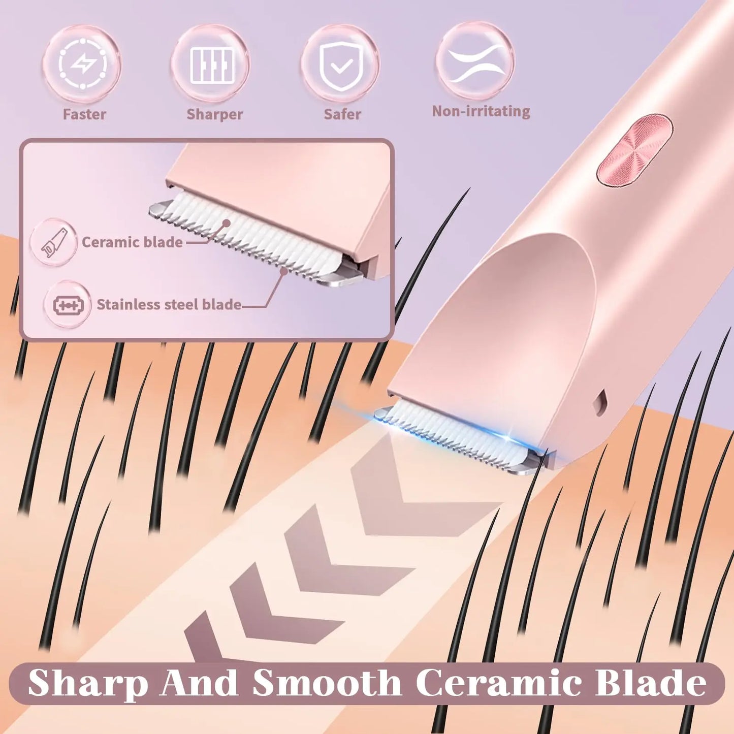 Rasoir électrique pour femmes, rasoir étanche pour cheveux humides et secs, Double tête 2 en 1, double Bikini, tondeuse à cheveux, tête détachable