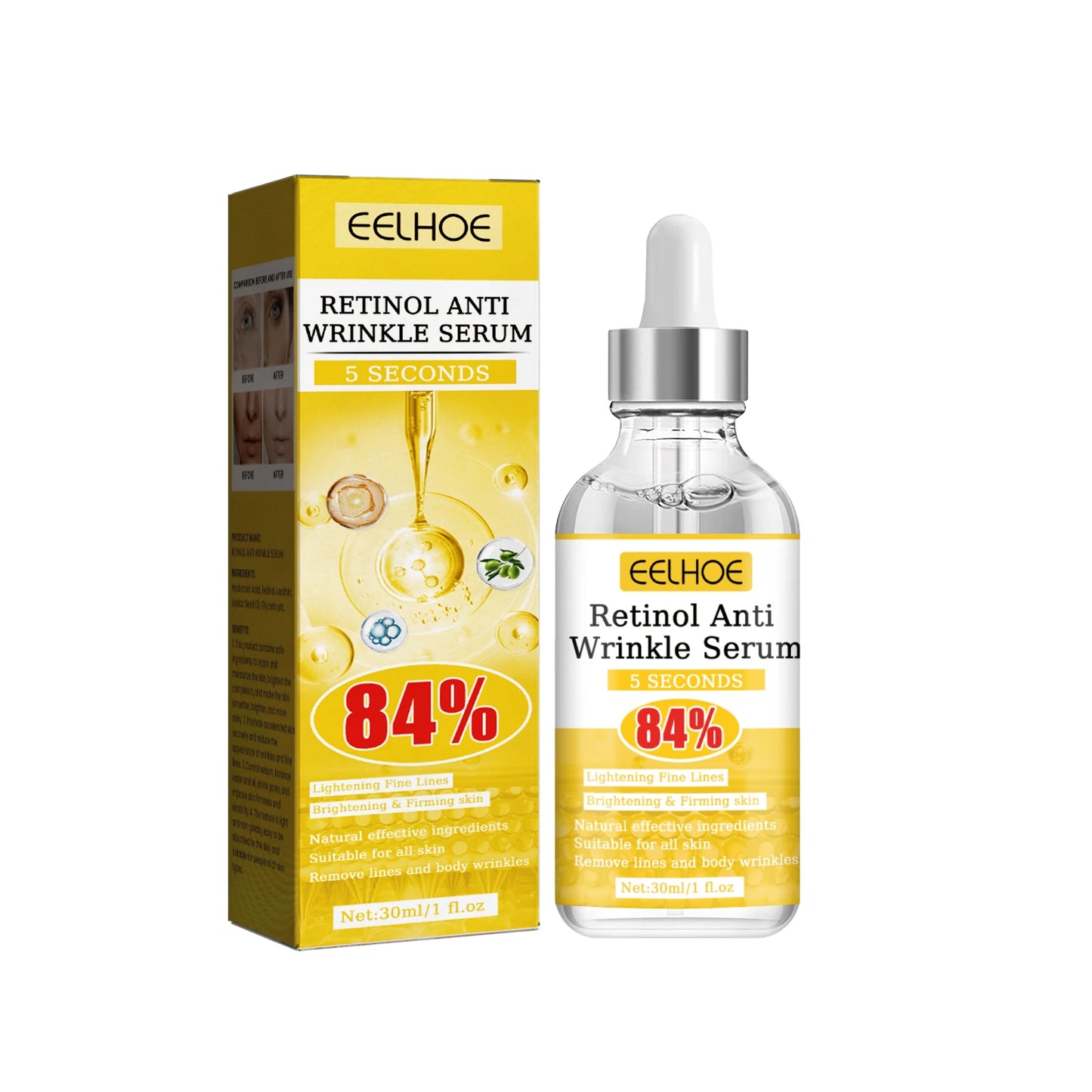 Sérum Anti-rides au rétinol, Anti-âge, Lifting du visage, raffermissant, estompe les ridules, soin hydratant pour la peau, acide hyaluronique