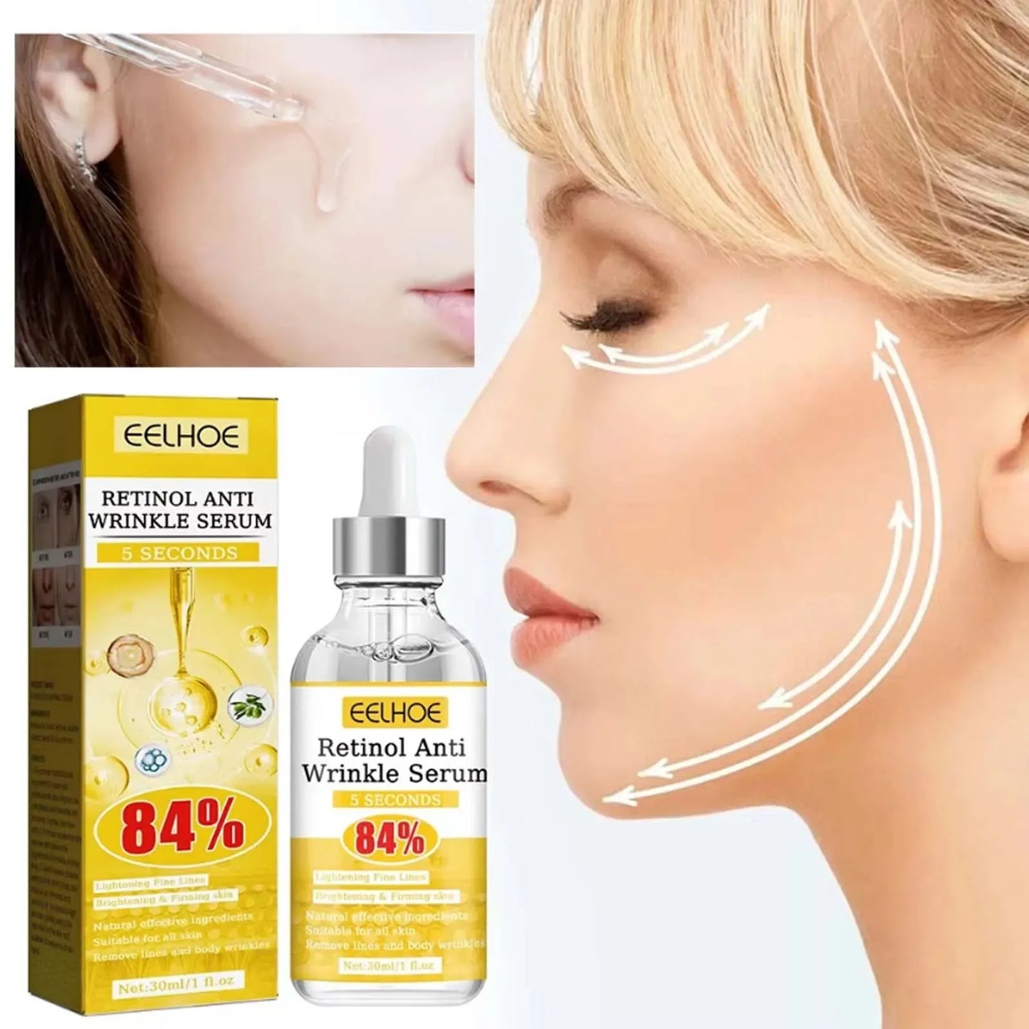 Sérum Anti-rides au rétinol, Anti-âge, Lifting du visage, raffermissant, estompe les ridules, soin hydratant pour la peau, acide hyaluronique