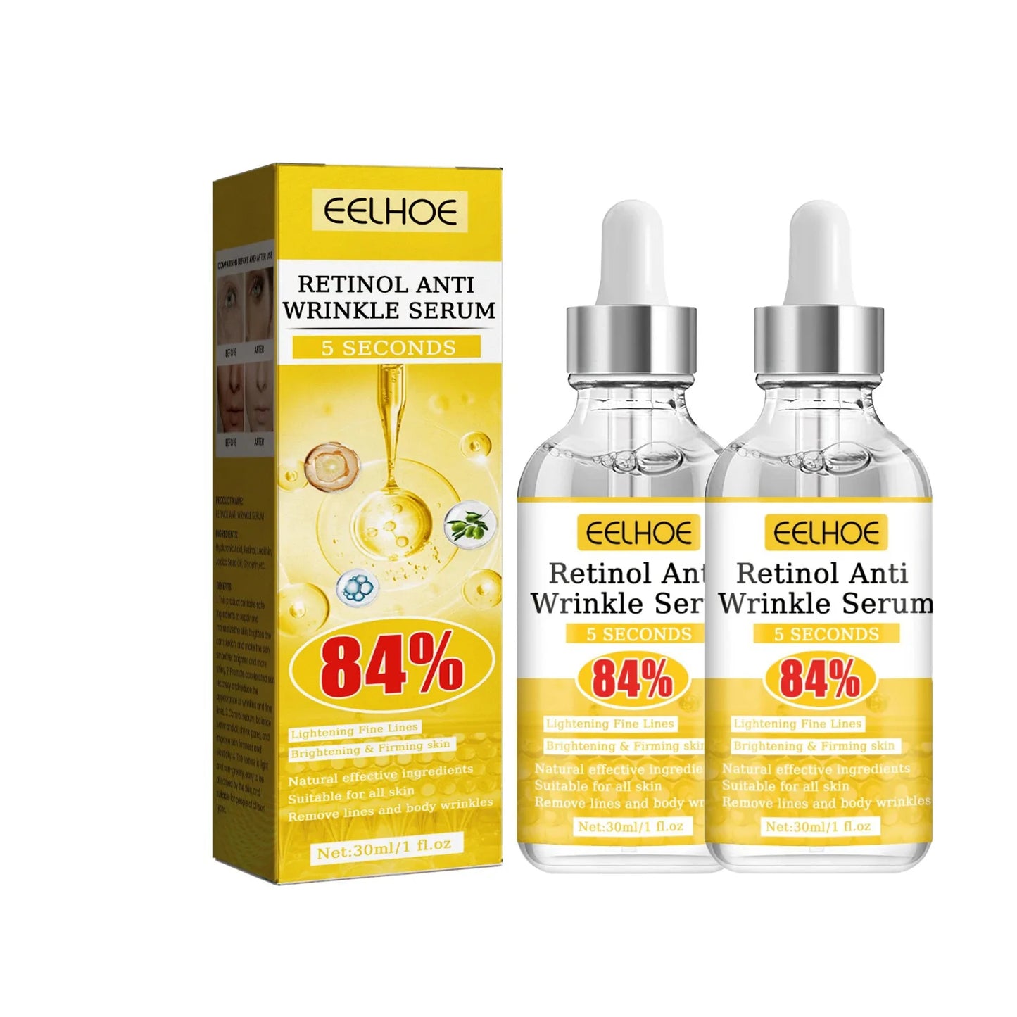Sérum Anti-rides au rétinol, Anti-âge, Lifting du visage, raffermissant, estompe les ridules, soin hydratant pour la peau, acide hyaluronique